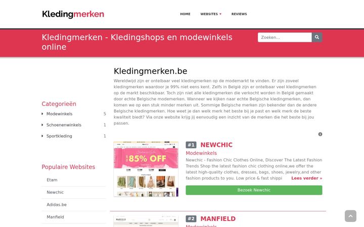 Screenshot of kledingmerken.be
