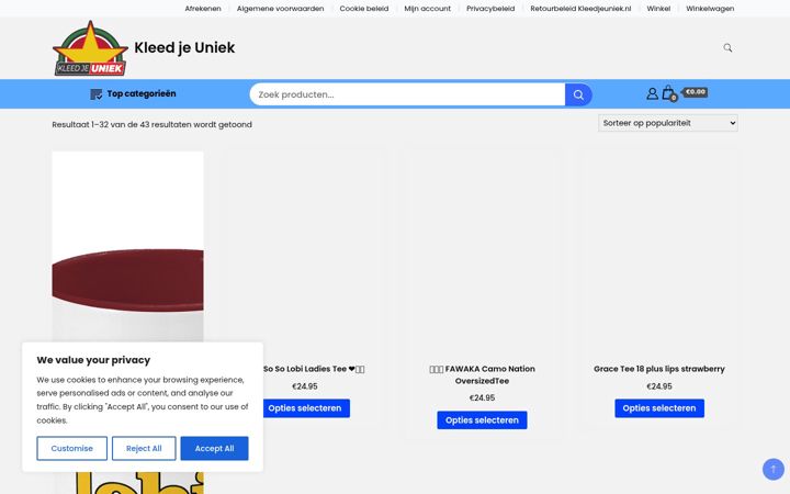 Screenshot of kleedjeuniek.nl