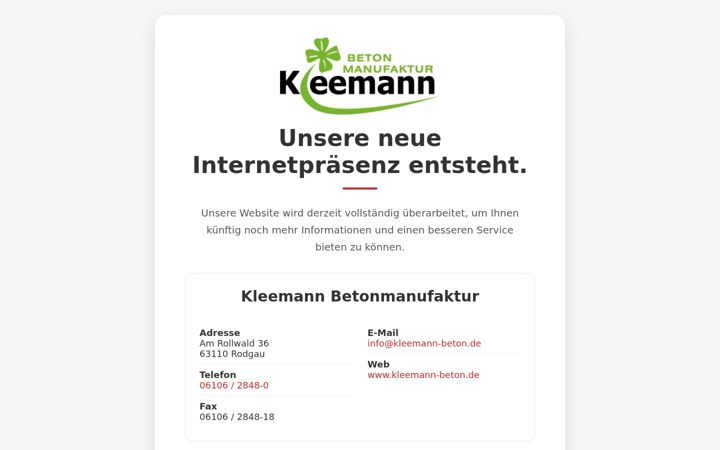 Screenshot of kleemann-beton.de