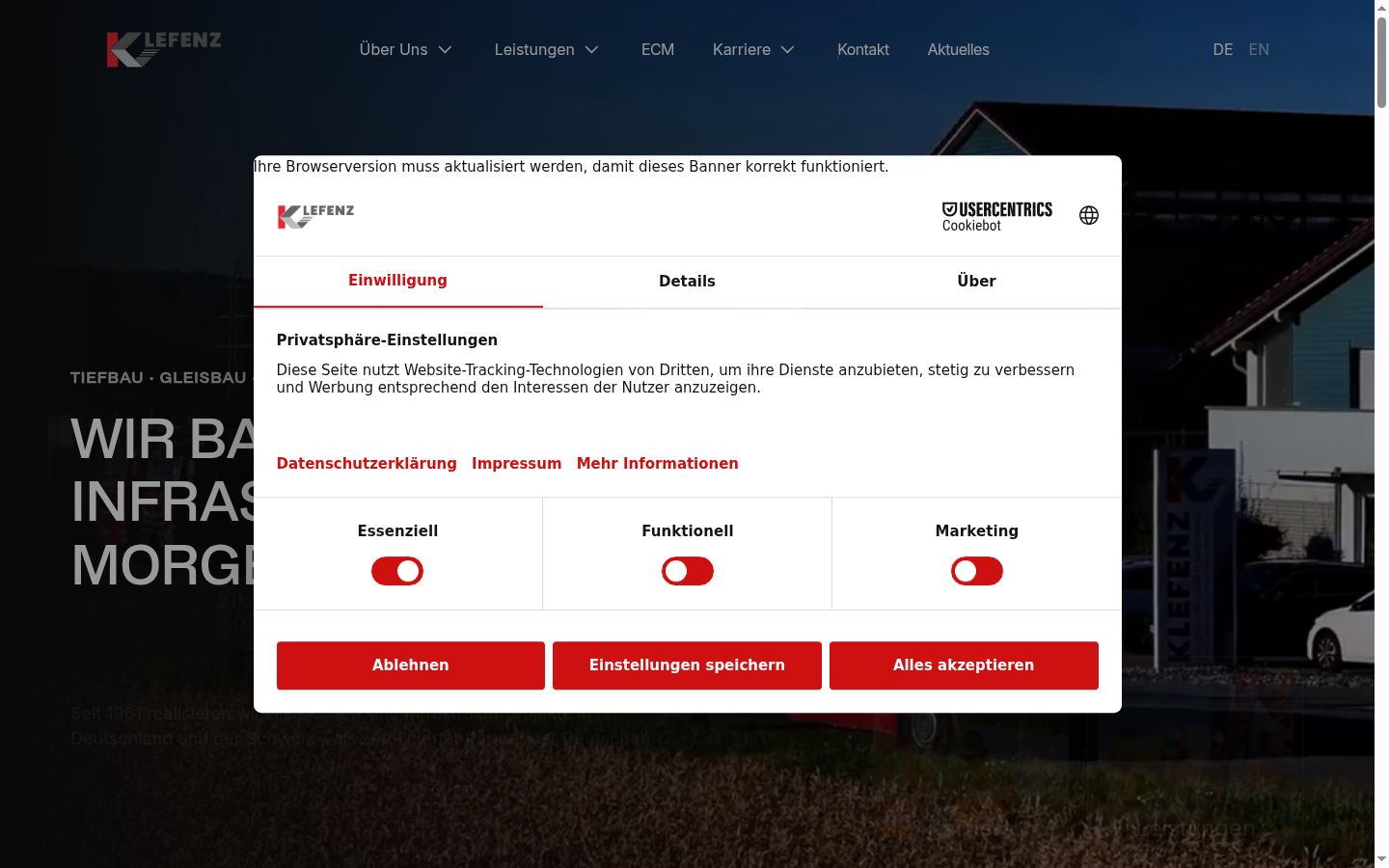 Skjermbilde av samtykkebanneret slik det vises før noen interaksjon