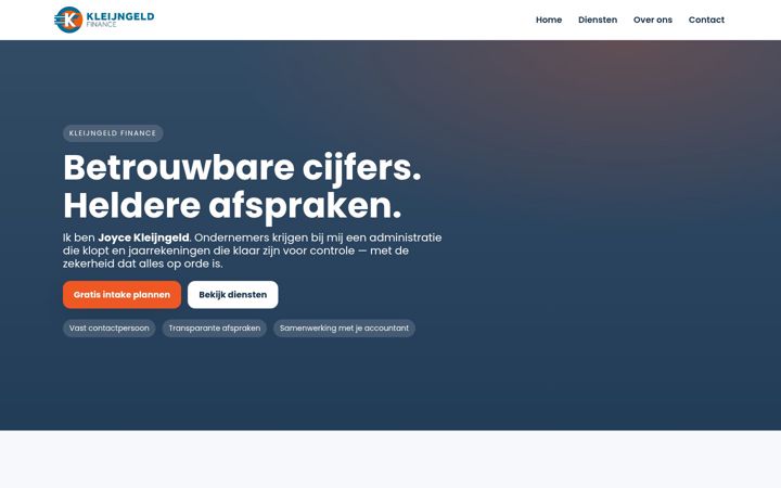 Screenshot of kleijngeldfinance.nl