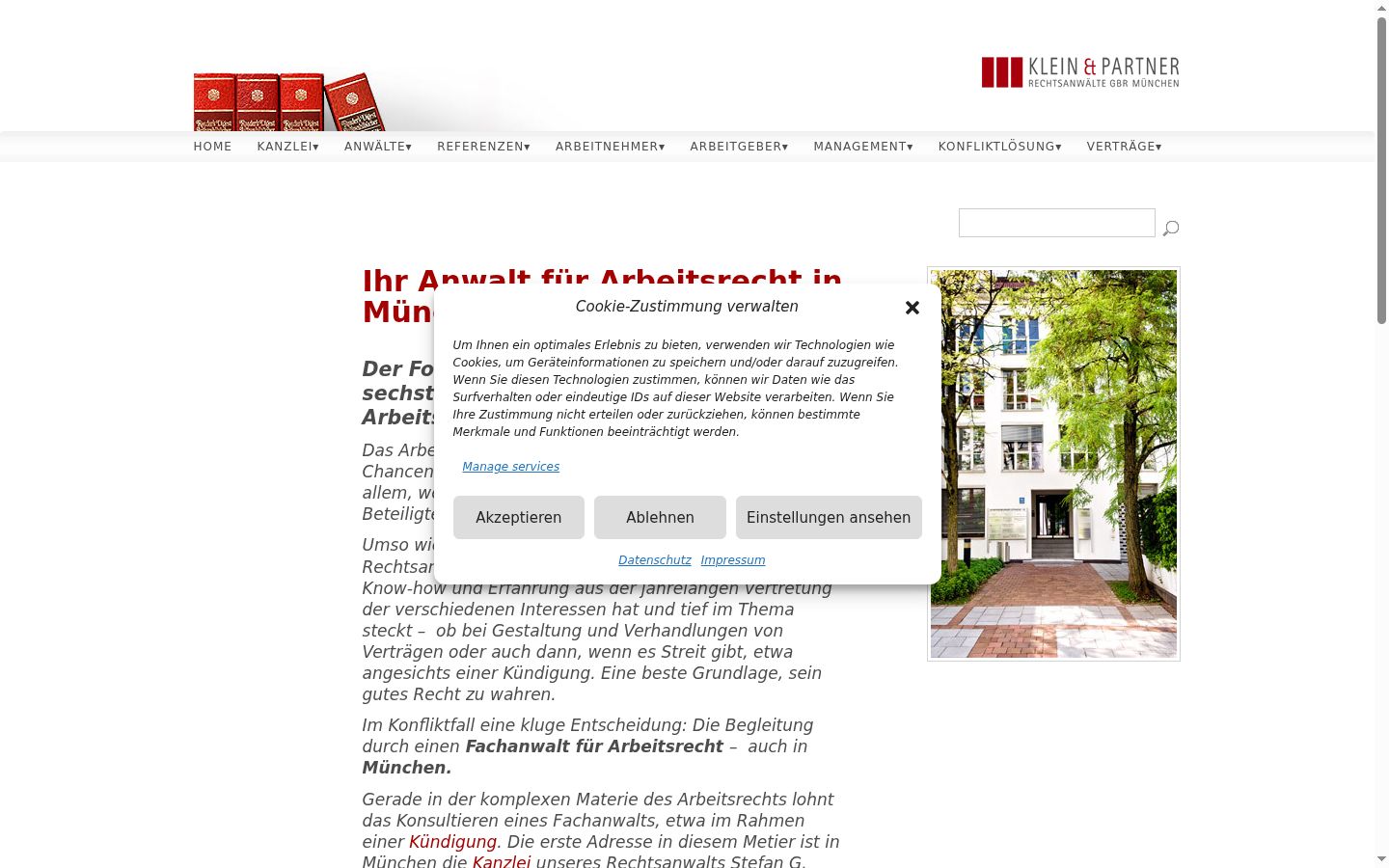 Screenshot des Einwilligungsbanners vor jeglicher Interaktion