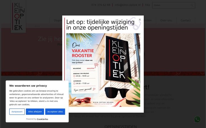 Screenshot of klein-optiek.nl