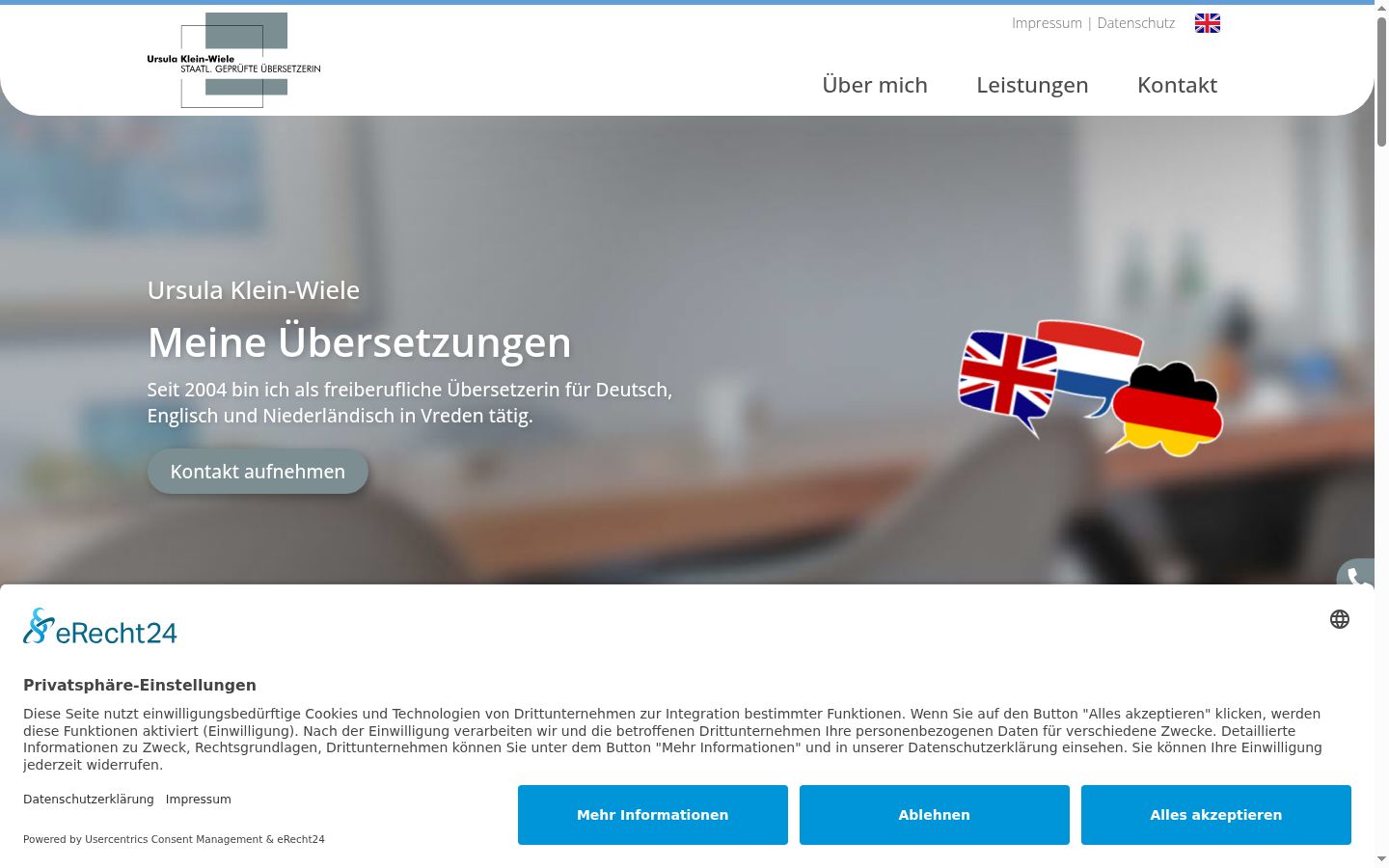 Screenshot des Einwilligungsbanners vor jeglicher Interaktion