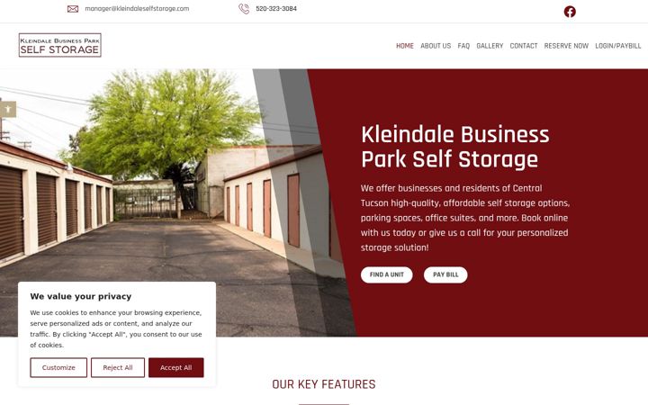 Screenshot of kleindaleselfstorage.com