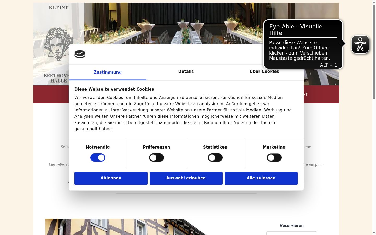 Screenshot del banner di consenso mostrato prima di qualsiasi interazione