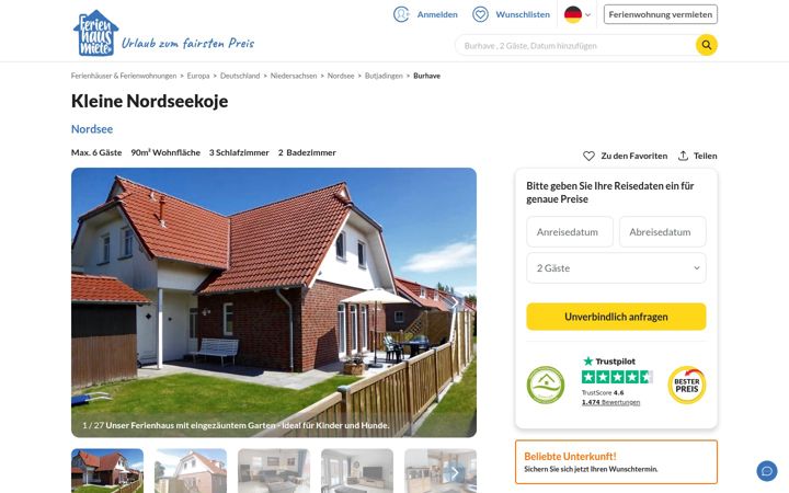 Screenshot of kleine-nordseekoje.de