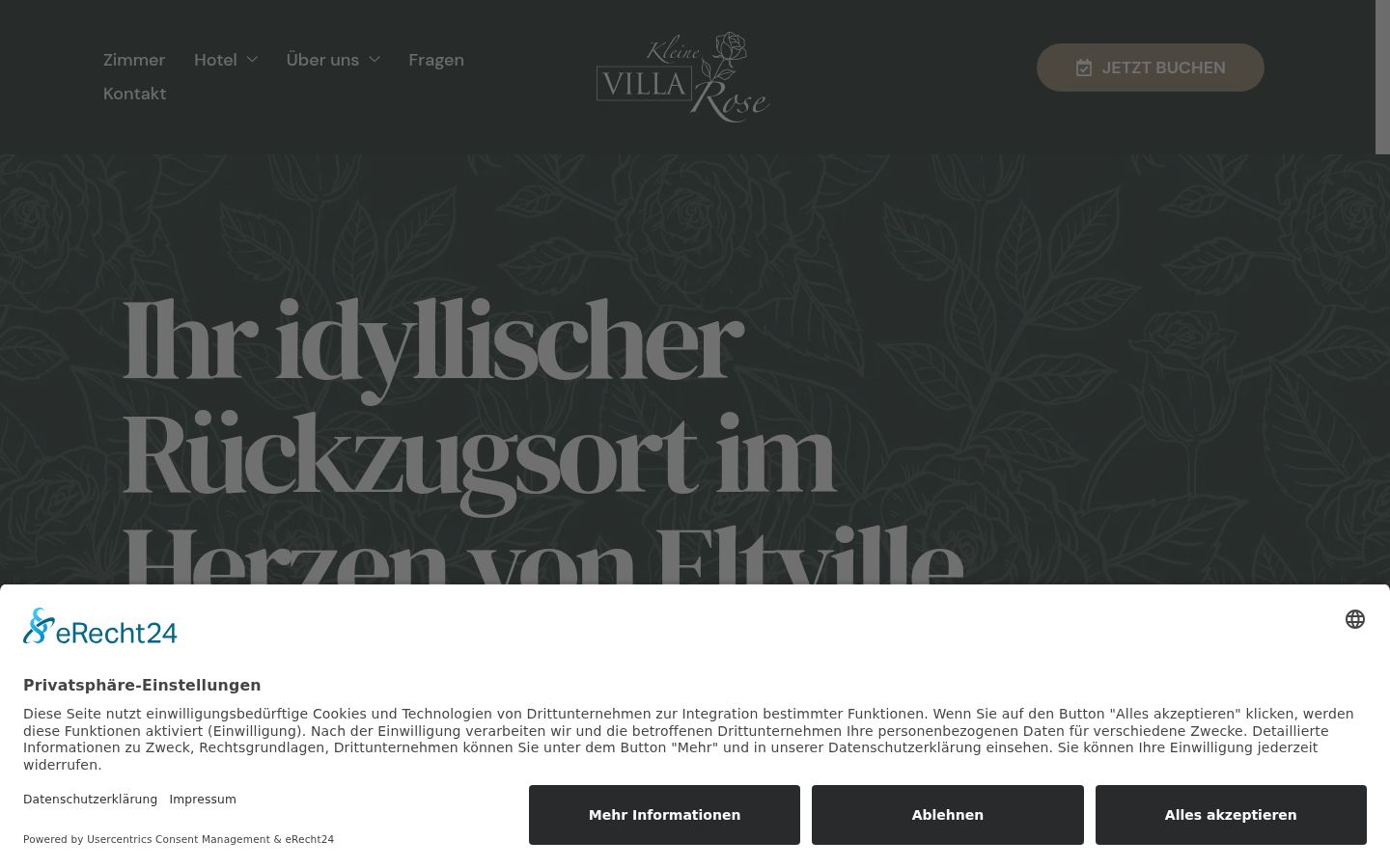 Screenshot des Einwilligungsbanners vor jeglicher Interaktion