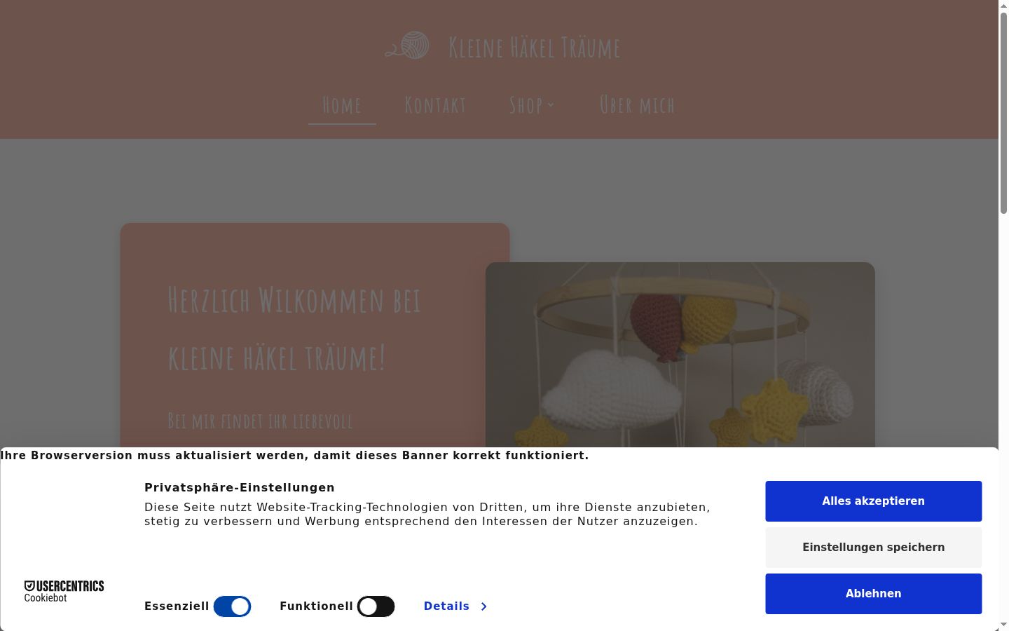 Screenshot del banner di consenso mostrato prima di qualsiasi interazione