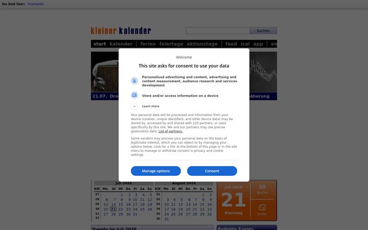 Képernyőkép: kleiner-kalender.de