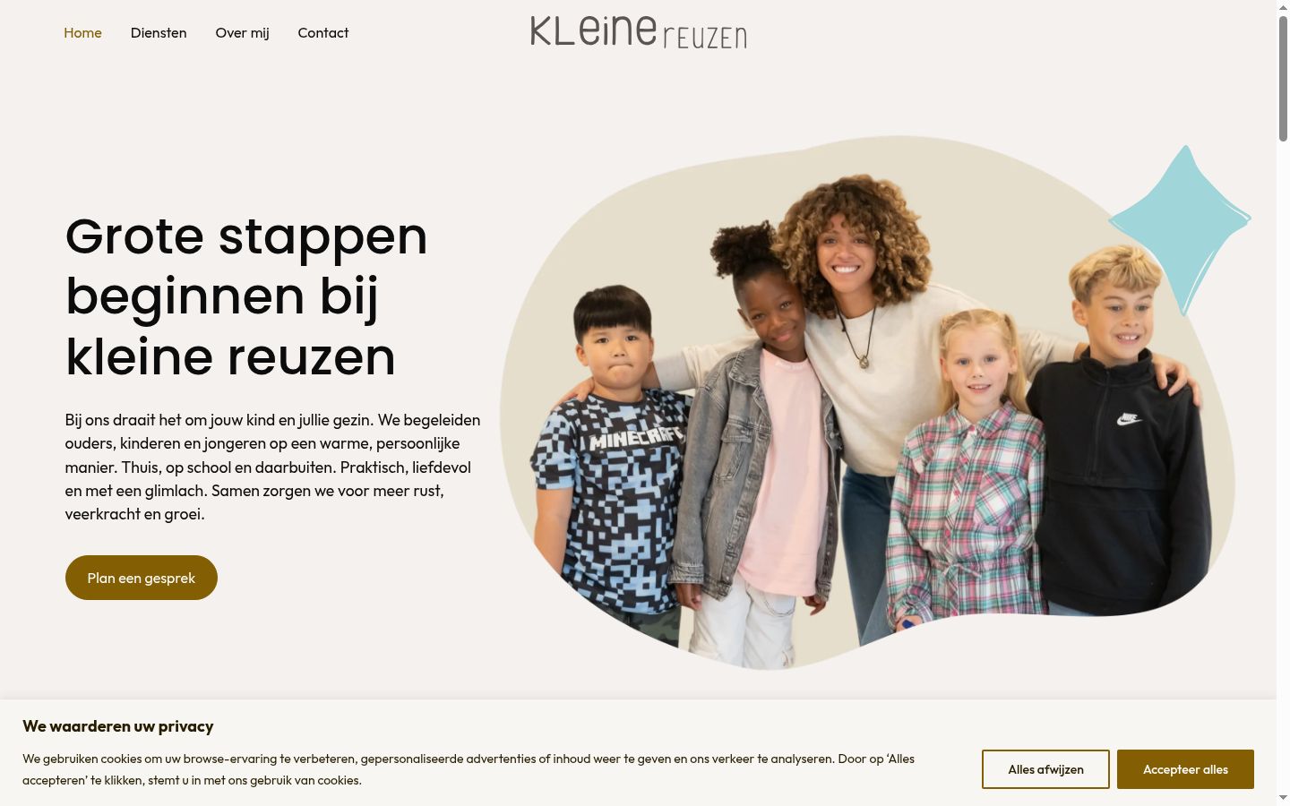 Skærmbillede af samtykkebanneret, som det blev vist før nogen interaktion