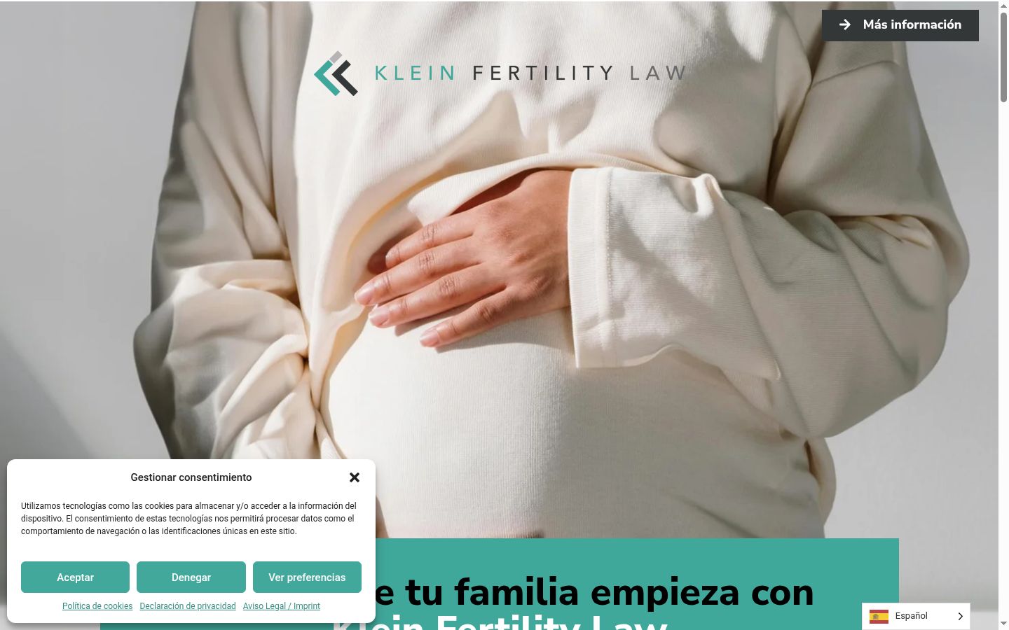 Captura de pantalla del banner de consentimiento mostrado antes de cualquier interacción