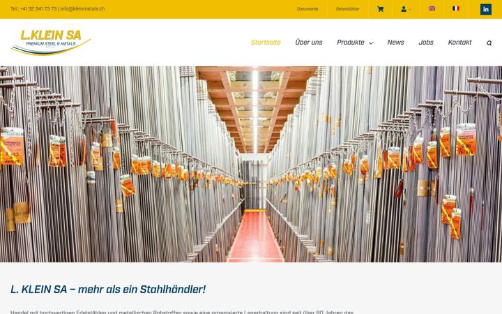 Screenshot of kleinmetals.ch