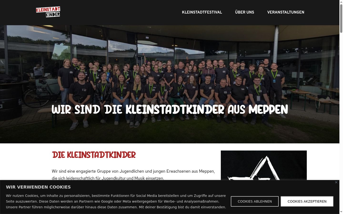 Screenshot des Einwilligungsbanners vor jeglicher Interaktion
