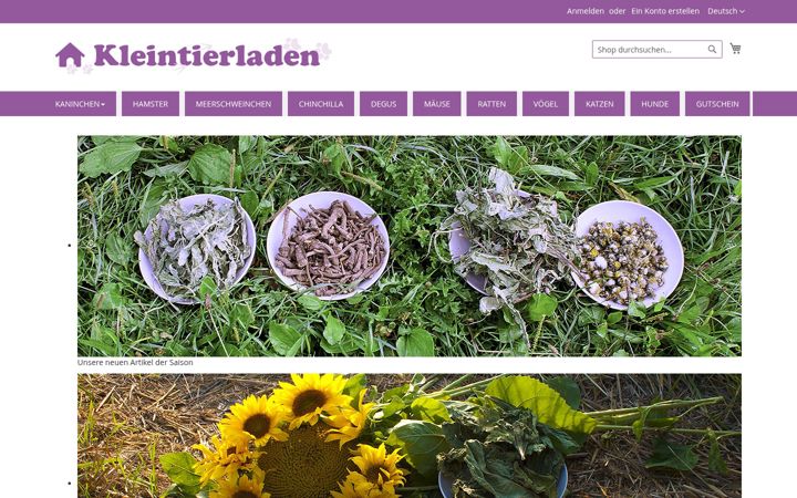 Screenshot von kleintierladen.de