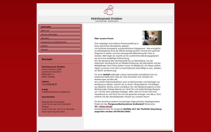 Screenshot of kleintierpraxis-drebber.de