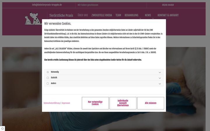 Screenshot of kleintierpraxis-kruppke.de