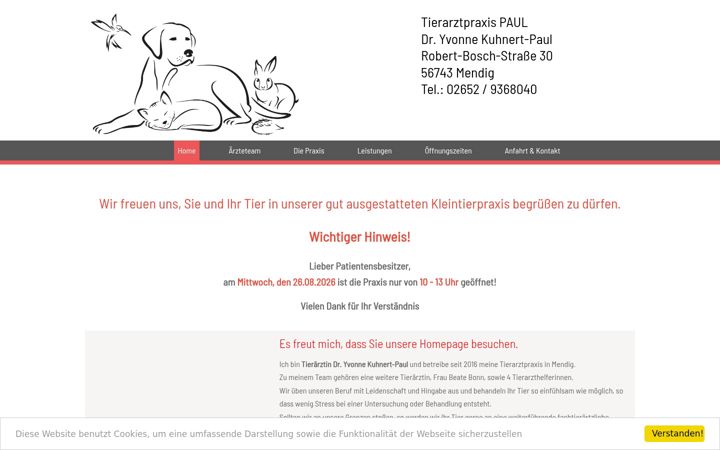 Screenshot of kleintierpraxis-mendig.de