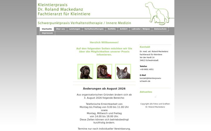 Screenshot of kleintierpraxis-schwalm.de