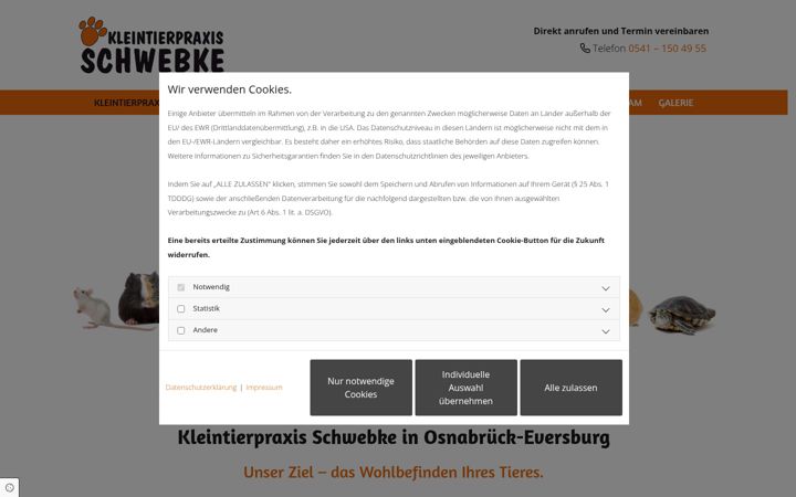 Screenshot of kleintierpraxis-schwebke.de