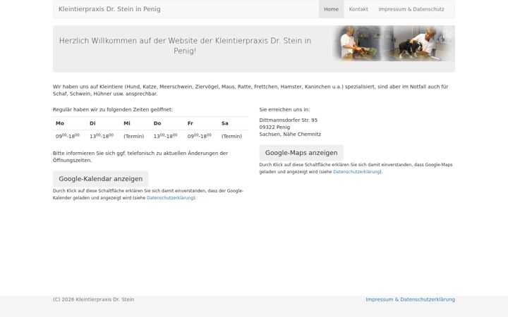 Screenshot of kleintierpraxis-stein.de