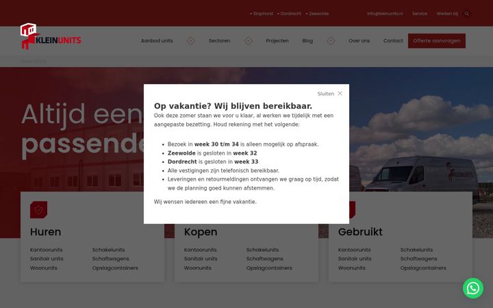 Screenshot of kleinunits.nl