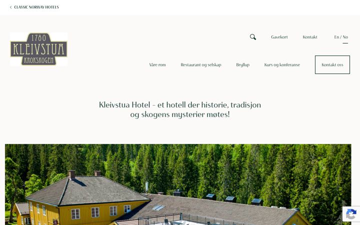 Screenshot of kleivstuahotell.no