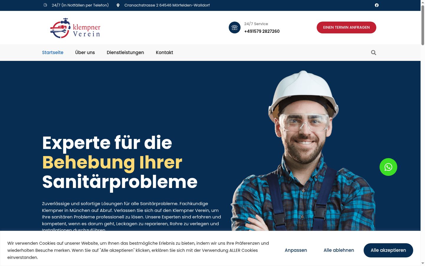 Screenshot des Einwilligungsbanners vor jeglicher Interaktion