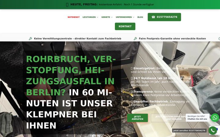 Skjermbilde av klempner24.com