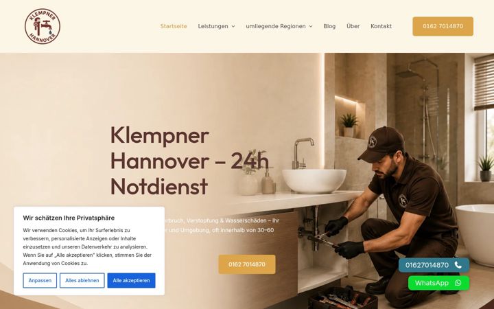 Screenshot of klempnernotdienst-hannover.de