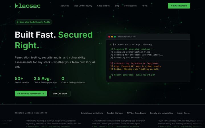 Screenshot of kleosec.com