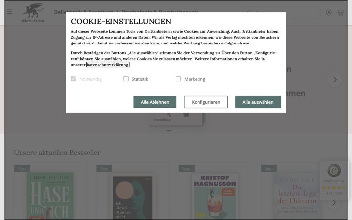 Screenshot of klett-cotta.de