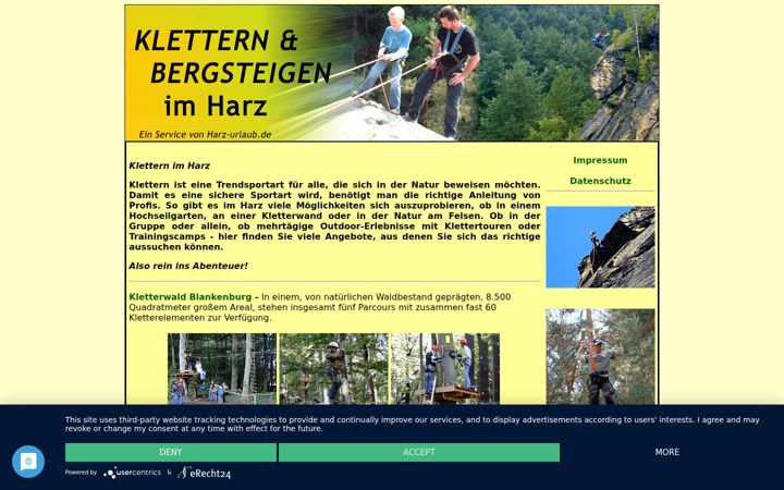 Screenshot of klettern-im-harz.de