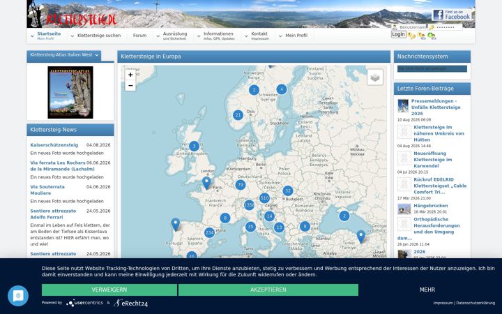 Screenshot of klettersteig.de