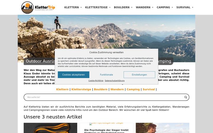 Screenshot of klettertrip.de