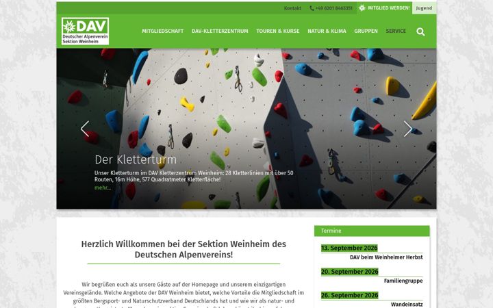 Screenshot of kletterzentrum-weinheim.de
