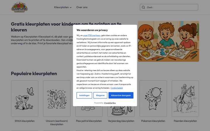 Screenshot of kleurplaten-kleurplaat.nl