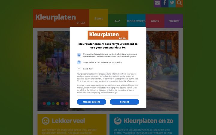 Screenshot of kleurplatenenzo.nl