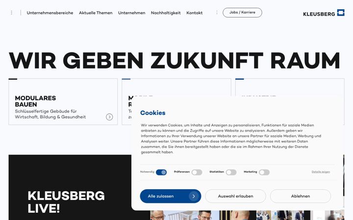 Screenshot of kleusberg.de