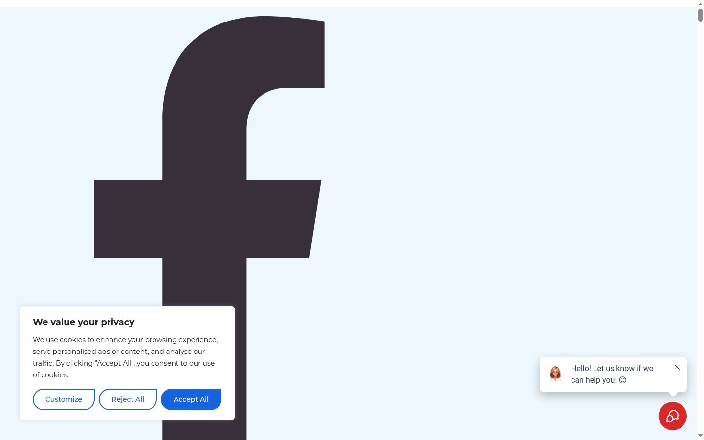 Captura de ecrã do banner de consentimento apresentado antes de qualquer interação