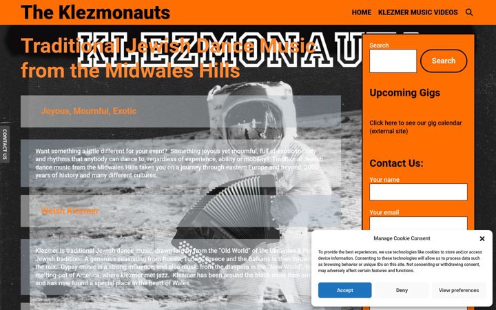 Screenshot of klezmonauts.co.uk