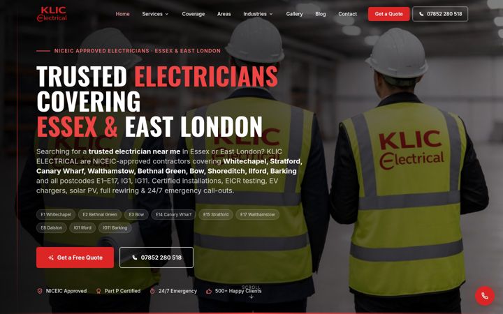 Screenshot of klic-electrical.co.uk