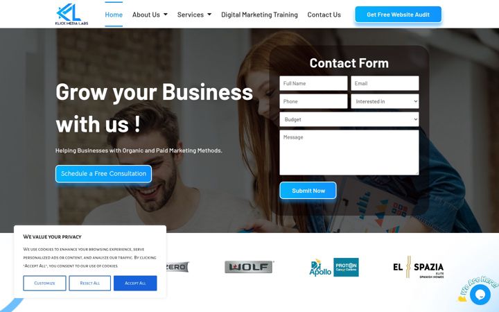 Screenshot of klickmedialabs.com