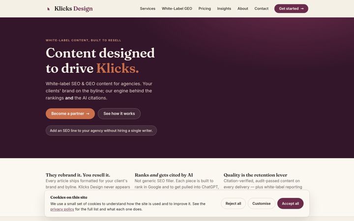 Screenshot of klicksdesign.com