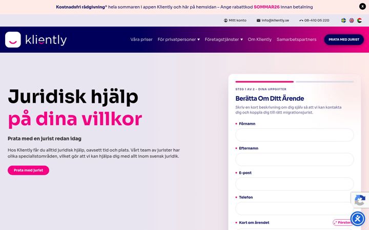 Screenshot of kliently.se