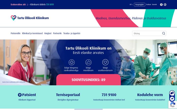 Screenshot of kliinikum.ee