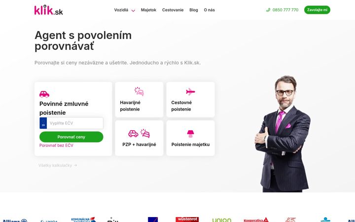 Screenshot of klik.sk
