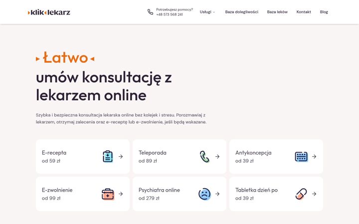 Screenshot of kliklekarz.pl