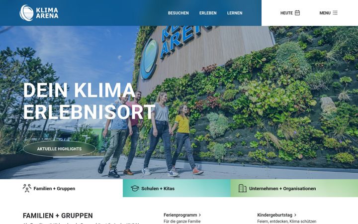 Ekraanipilt saidist klima-arena.de