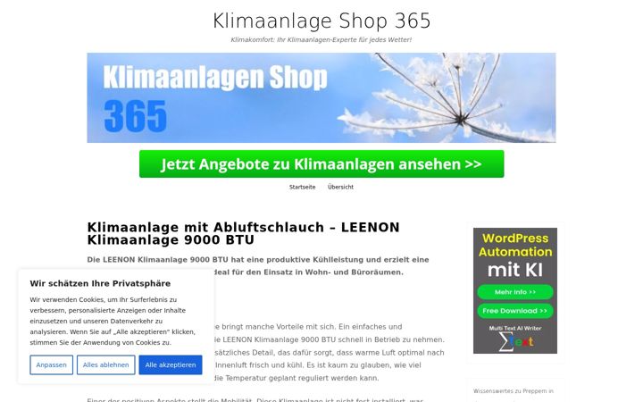 Screenshot of klimaanlage-shop-365.de